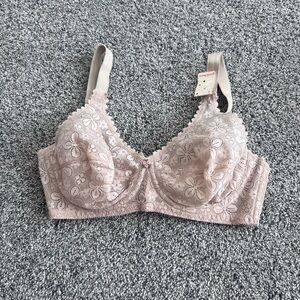 NWT! Vintage Goddess 776 Lace Underwires Mesh Lined Nude Back open Bra Size 32D